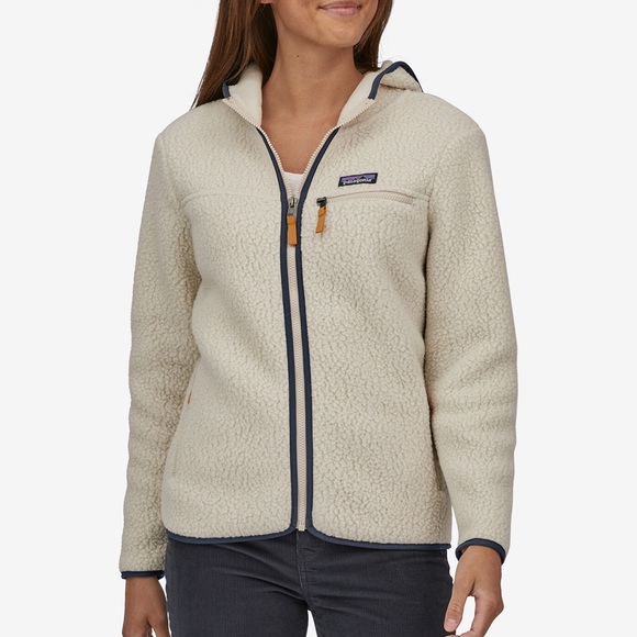 Women’s Retro Pile Fleece Hoody, cream - Picture 7 of 8